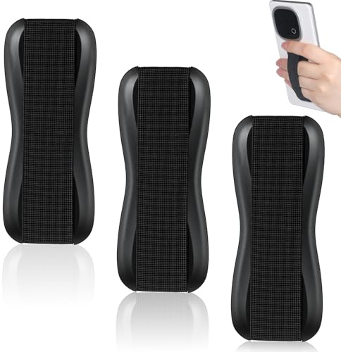Phone Case Finger Strap, 3 Pack Black Phone Grip Strap, Universal Elastic Phones Grips for Back of Phones, Lightweight Portable Smartphone Case Holder for Most Smartphones Cases