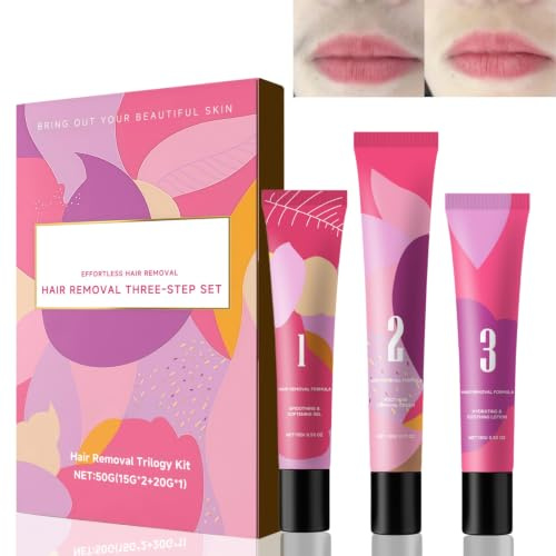 3 in 1 Hair Removal Cream for Face Kit with Pre Gel & Moisturising Lotion