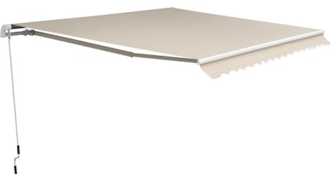 Outsunny Gelenkarmmarkise 4,5 x 3m, verstellbar, mit Kurbel, Beige | Terrassenmarkise Balkonmarkise Sonnenschutz