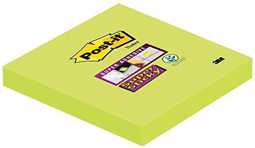 Post-it Super Sticky Notes, 6 Blöcke (540 Blatt), 76 mm x 76 mm, Grün | Selbstklebende Haftnotizen mit Stärkerer Haftung, Klebezettel für Bürobedarf, Erinnerungen & To-Do-Listen; Repositionierbar