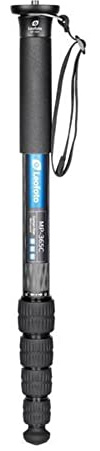 Leofoto - Monopode en Carbone - Travaux Lourds - Capacité de Poids : 17 kg - Max. Hauteur: 175 cm (sans rotule) - Cinq Sections Extensibles - MP-365C