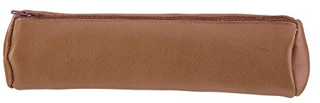 ELBA Trousse Fourre tout Rond Cuir Teinté 21 cm D 6 cm Caramel