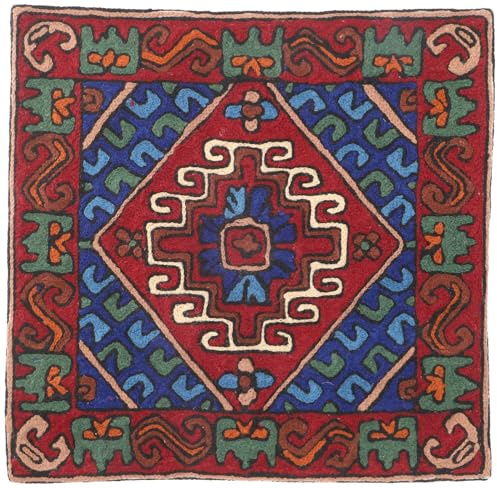 Kelim Kissenhülle `Kaschmir`, bestickter Kissenbezug, Dekokissen, Muster 17 | Traditionelles Design, erdige Farben, 50% Wolle, 50% Baumwolle, Handwäsche empfohlen, einzigartig in jedem Stück.