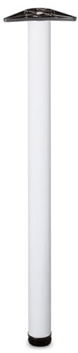 Amig - Gamba per Tavolo Regolabile in Acciaio | Resistente e Durevole | Facile da Fissare | Per Cucina, Sala da Pranzo, Ufficio | Include Viti di Installazione, Bianco, 60 x 870 mm, Lega di Acciaio