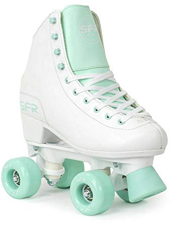 SFR Skates Figure Quad Skates Children's Roller Skates, Youth Unisex, Multicoloured (White/Green), 34 (Spain)