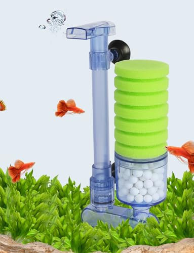 UPETTOOLS 10-40 Gla Aquarium Sponge Filter Ultra Quiet Aquarium Air Pump Bio Sponge Small Fish Tank Foam Filter Comes with 2 Sponges 2of Bio Ceramic Media Balls