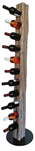Wood & Wishes – Rustikaler Weinständer, Weinregal, Weinhalter aus massivem Holz; gefertigt in Handarbeit für 11 Flaschen Wein; Höhe 158 cm Ø 34 cm; Treibholzoptik; Landhausstil; dekoratives Unikat