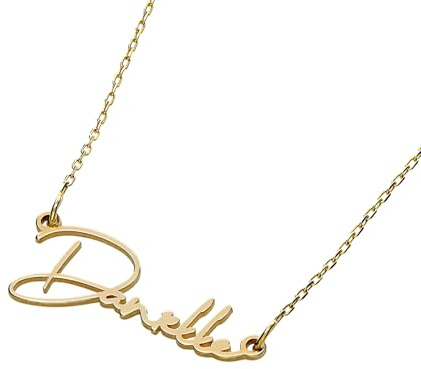 Oak&Luna – Belle Personalisierte Namens-Halskette – Signatur-Stil, individuelle Halskette – in Sterlingsilber oder Vergoldung – Schmuckgeschenk für Frauen, Ehefrau, sie, Muttertag, Geburtstag