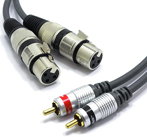 VITALCO 2x XLR Buchse auf 2x Cinch Stereo Kabel 1.5m Mikrofonkabel 3 Polig auf Chinch Adapter