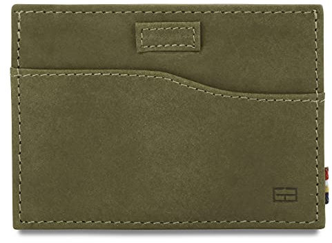 GARZINI Card Holder Wallet, Kartenhalter für Herren aus echtem Leder, RFID Geldbeutel Herren für 7 Karten, Mini Geldbörse als Geschenk für Männer, Olive Green