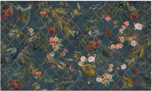 Tapete 3D Wandbild Handgemalte Blumen Und Vögel Im Amerikanischen Stil Im Retro Stil Fototapete 3D Effekt Vliestapete Wohnzimmer Schlafzimmer Wanddeko