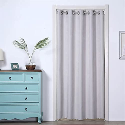 SK Studio Thermovorhang Kälteschutz Haustür mit Ösen Verdunklungsvorhänge Wärmeisolierend Gardienen für Schlafzimmer Tür Schrank Vorhang Grau, 120x190cm