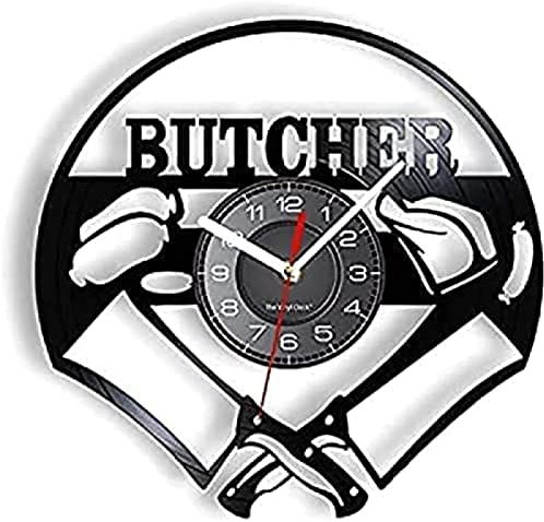Wall Clock Vinyl Kitchen Knife Chicken Sausage Carving Vintage Wall Clock Gift Pig Stand Decoration Watch Gift Clock
