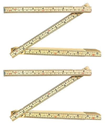 2 Pack Folding Wood Rule Precision Measuring 6.5 FT with US & Metric Marks-
