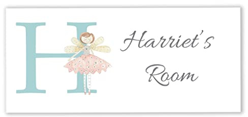 Personalised Girls Door Sign Metal Name Plate – Kids Bedroom Decor- Unicorn Rainbow Birthday Gift UK- More Designs (fairy blue Initial)