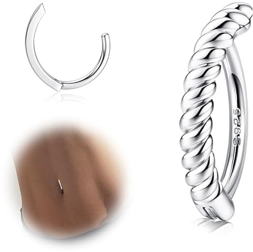 ORAZIO 14G Anneaux pour Boutons de Ventre Clicker pour Femmes Argent 925 Piercing pour le Nombril Or 10MM/12MM 9
