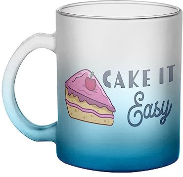 Fabulous Mug en Verre Bleu - Cake it Easy Pun Food Dessert Cake