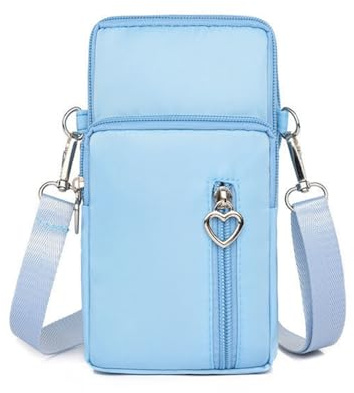 Girls Phone Bag, Cross Body Phone Bag Waterproof Phone Bags with Zipper | Blue Phone Bags for Pack Mobile Phones, Cosmetics and Small Objects