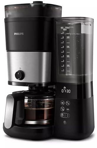 Cafetera de filtro con molinillo integrado - PHILIPS - HD7888/01 - Hasta 10 tazas - 1,25 L - Negra / Plata