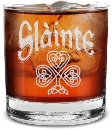 shop4ever Slainte Irish Cheers Toast Engraved Whiskey Glass 11 oz. Gift for Him Her