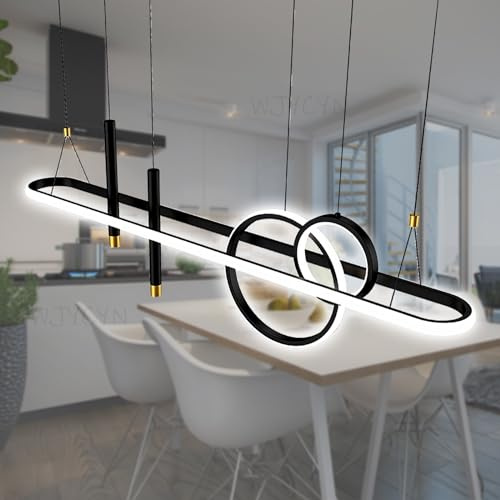 WJYCYN Esszimmerlampe Dimmbar L100cm Oval LED Pendelleuchte mit Spotlight Moderne Schwarz Esstisch Pendellampe 70W 5600LM Mit Fernbedienung Kücheninsel Hängelampe Esszimmer Küchen