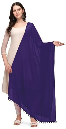 Chandrakala Women's Indian Navy Blue Solid Chiffon Dupatta Neck Wrap Long Stole Scarf Chunni,Free Size (D274NAV)