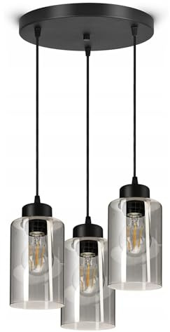 FKL DESIGN Home Deco Deckenlampe Deckenleuchte Schwarz 4-flammig E27 Glas Lampenshirm Lampe aus Serie N535 (DRH3)