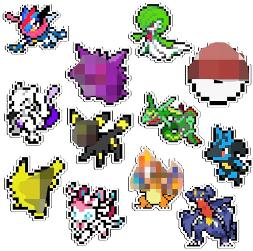 GTOTd Pixel Cartoon Fridge Magnet Kühlschrankmagnet (12 Stück) Geschenke Merch Cute Dekoration Stoßstangen Aufkleber Kühlschrank Metallmagnet Flexibel Wiederverwendbar Magnetisches Vinyl