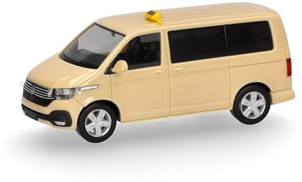 Herpa Modellauto Volkswagen (VW) T6.1 Bus Taxi, Miniatur im Maßstab 1:87, Sammlerstück, Made in Germany, Modell aus Kunststoff
