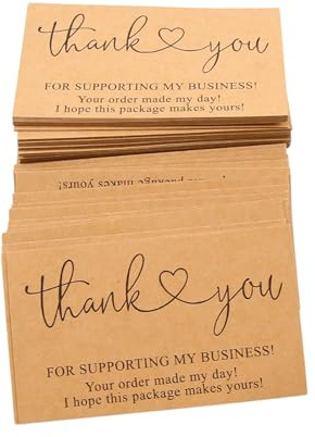 Vagocom 200Pcs Brown Thank You for Supporting My Business Cards,2 x 3.5 Inches / 9 x 5 cm Small Bulk Customer Appreciation Card for Small Business Packaging Supplies