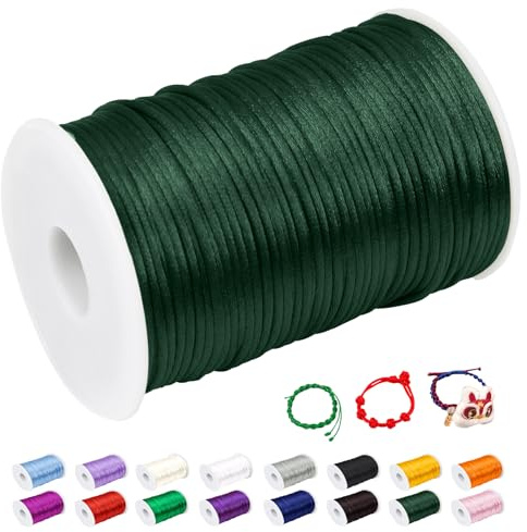 CAMAL Nylonschnur 2mm nylonfaden 100m Armband Schnur für Perlenschnur Nylon makramee Schnur für Chinesische Knüpfschnur, Windspielschnur, Kunsthandwerk (Dunkelgrün)