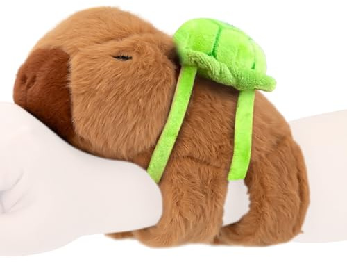 AVCXEC Capibara Pulseras Slap a Presión y Enrollables, 20cm Capybara con Mochila Tortuga Pulsera Bofetada Capybara Peluche Pulseras de Juguete Slap Bracelets Capybara Banda de Pulsera para Familiares