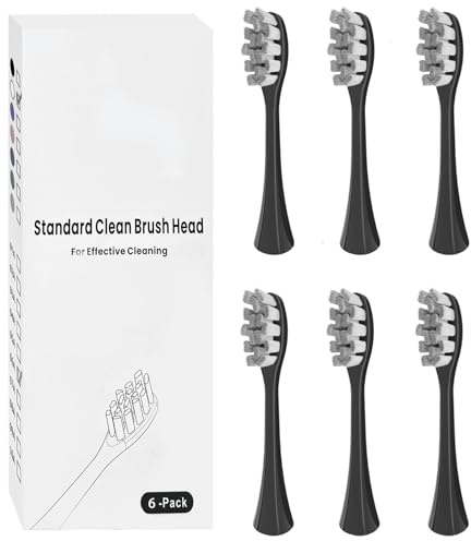 Copimy Têtes de Brosse à Dents Electrique Compatible avec My Variations, 6 têtes de brosse compatibles avec brosse à dents électriques MyVariations tete de rechange brossettes (Noir)