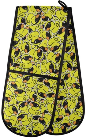 Double Oven Gloves Heat Resistant Funny Animal Duck Double Oven Mitts Pot Holder Heat Protection Oven Gloves for Home Kitchen Baking Cooking BBQ Microwave
