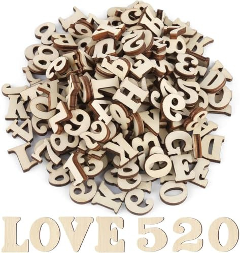 204 Stück Holzbuchstaben und Holzzahlen teiliges Set aus Holzbuchstaben und Holzzahlen, Buchstaben (A-Z) und Zahlen (0-9) aus Holz, Ideal für Dekoration, Frühkindliches Lernen und DIY-Bastelprojekte
