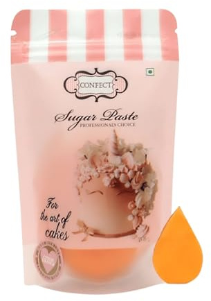 Confect Citrus Orange Fondant Icing | Edible, Easy-to-Roll Orange Fondant for Cake Decorating | Smooth Sugar Paste for Cake Covering, Toppers & Edible Decorations | Chef’s Choice | Vegan, Gluten-Free, Nut-Free, Palm Oil-Free- 8.8 Oz