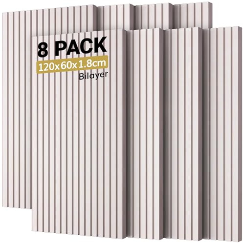8 Pack Akustikpaneele Selbstklebend, TONOR 120x60x1.8cm große Schalldämmung Akustikplatten, Schallschutz Lärmschutz Wand Sound Proof Panel für Studio Büro Haus Wanddekoration,Helles Kamel
