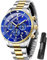 SAPPHERO Orologio Uomo Analogico Al Quarzo Cronografo 50M Impermeabile Moda Sportivo Elegante Classico Orologio da Polso Uomo Cinturino in Acciaio Regalo per Uomo