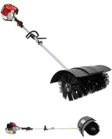 DIFU Motorbesen Benzin 52ccm mit Schutzbrille, Upgrade Schneefräse Benzin Kehrmaschine Kit, 2,3 PS Handkehrmaschine Schneeschieber, Luftgekühlt 2-Takt Benzin Kehrbesen für Draußen