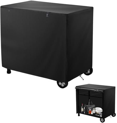 Mordx Outdoorküche Beistelltisch Abdeckung,100x60x80cm Wasserdichte Tischabdeckung für den Esswagen Terrassengrillwagen Pizzaofen Tischabdeckung Winddicht Verstellbare Kordelzug Antiaging