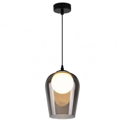 CBJKTX Hängelampe Esstisch Pendelleuchte Vintage Glas Hängeleuchte 1 | Flammig G9 Retro Esstischlampe Hängend Schwarz Pendellampe Höhenverstellbar für Schlafzimmer Wohnzimmer (ohne Leuchtmittel)
