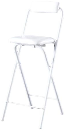 Generico Sgabello da Bar Pieghevole con Schienale, Sgabello da Bar Portatile Alto E Pieghevole, Imbottito in Pelle per Cucina, Negozio E Festa(White,80cm/32in)