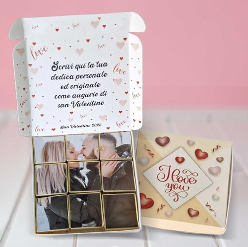 Scatola cioccolatini idea regalo Festa del papà, compleanni, personalizzata con foto e dedica. Idea regalo compleanno, festa della mamma, fidanzata, (9 cioccolatini)