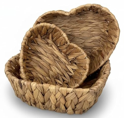 3er Set Geschenkkorb leer in Herzform – Dekorativer Präsentkorb aus robustem Material, ideal für Geschenke, Aufbewahrung und Dekoration
