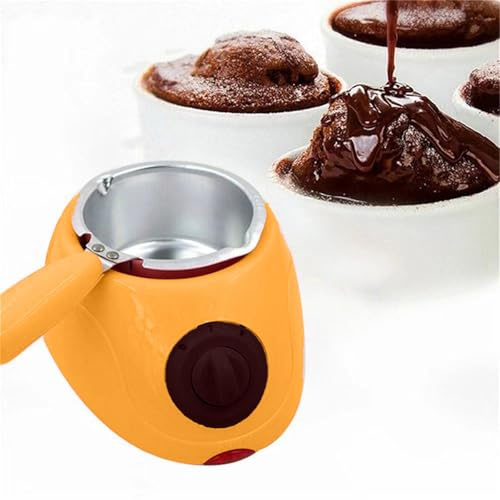 Chocolate Melter, Plastic Hot Chocolate Melting Pot, Electric Fondue Melter Machine, Kitchen Tool with DIY Mould Set Chocolate Melter for Candy Making (Yellow)