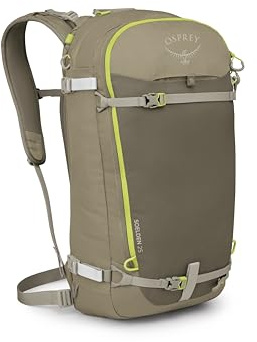 Osprey Soelden - Zaino da uomo con trasporto per sci e snowboard, realizzato in 100% nylon riciclato, Marrone Oliva, taglia unica, 25 litri