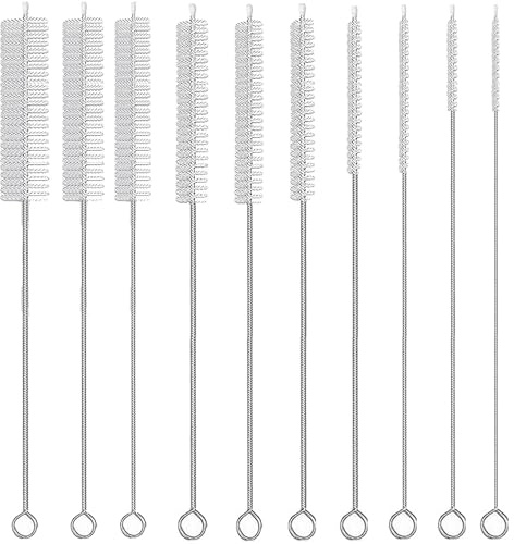 Straw Brush Cleaner, Straw Brush Set 10 Pack, Straw Clean Brush for Tumbler, Sippy Cup, Water Bottle and Hummingbird Feeders.(White)