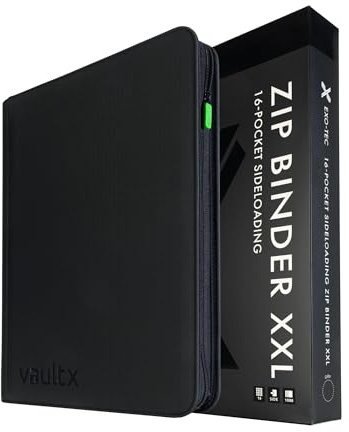 Vault X 16 Pocket XXL Trading Card Zip Binder, 1088 Cards, Premium Exo-Tec Album Material, 34 Side-Loading Pages, Folder for Collectible Games, Sports, TCG (Black)