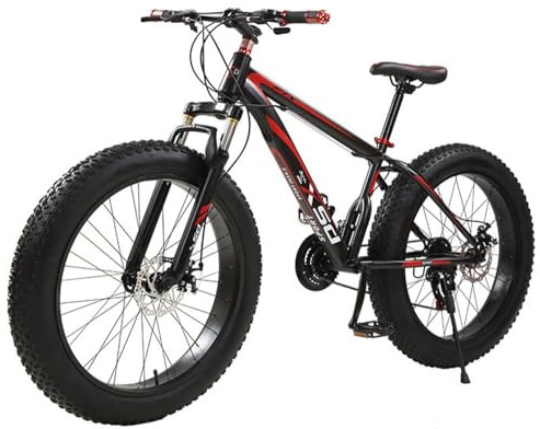 Kcolic 26 Inch Mountain Bike MTB Fatbike Adults, Fat Tire Mountain Trail Bike, 7 Speed Bike, Double Full Suspension, Double Disc Brake B,26 * 17in