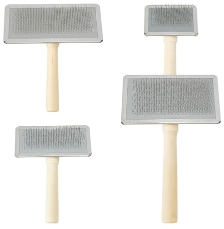 GOMAKERER 4 Pcs 4 Sizes Wool Carder Brush, Hand Carders for Wool Needle Felting Brush Needle Felting Carding Brushes Tools with Wooden Handle for Craft Felt Project